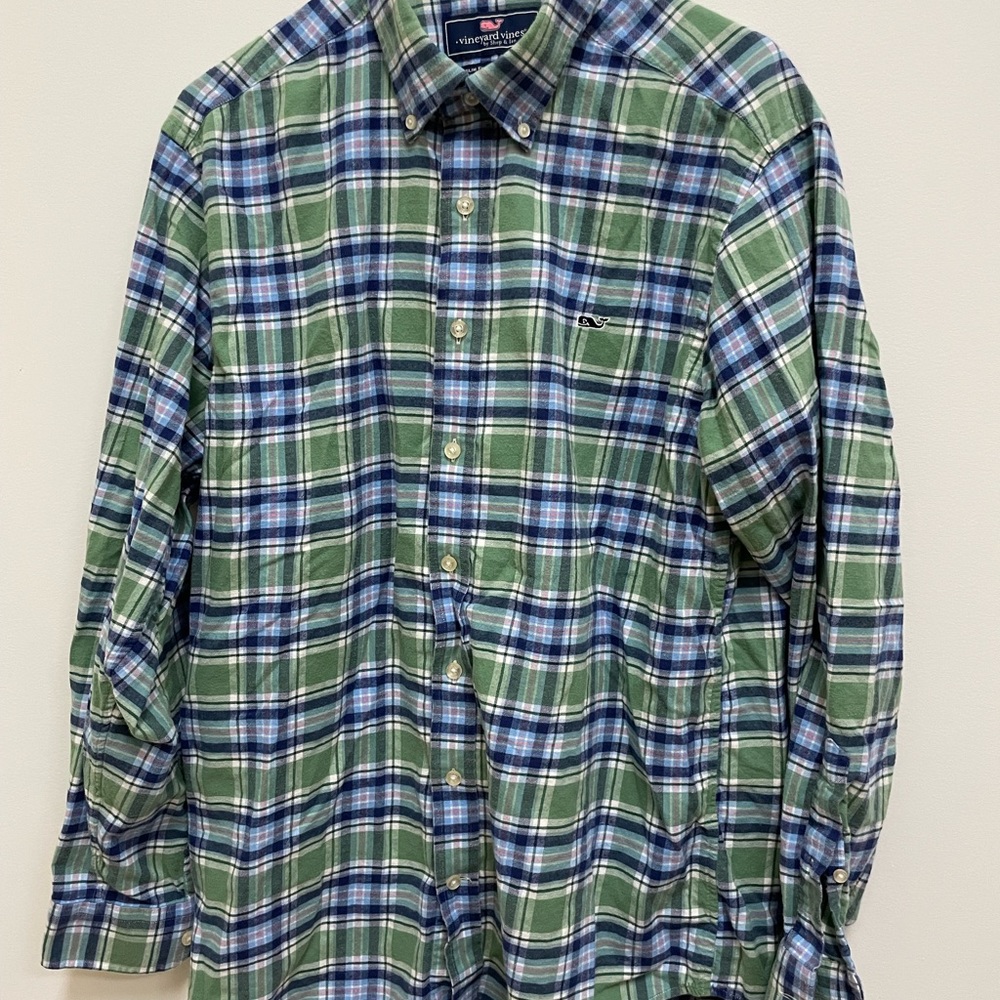Vineyard vines flannel button down shirt slim fit whale large